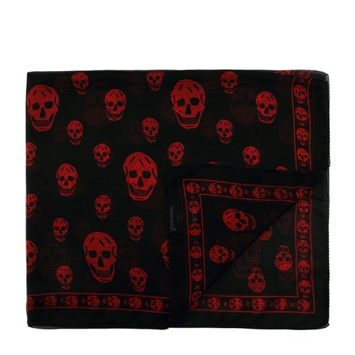 Alexander McQueen/亞歷山大麥昆 真絲長方形骷髏頭女士絲巾 AM2635140199 110640 4q010 1074