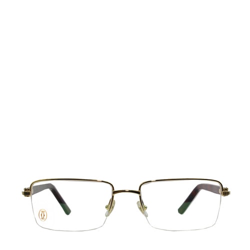 CARTIER/卡地亞暢銷半框拉絲款玳瑁色鏡腿男士平光鏡眼鏡