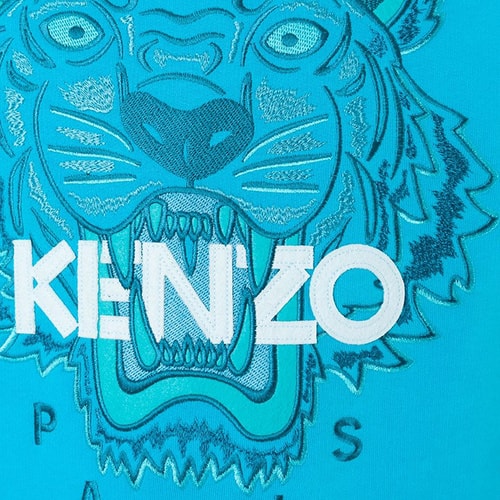 KENZO/高田賢三 男士藍色虎頭刺繡圓領套頭純棉衛衣F365SW001 4XE 68
