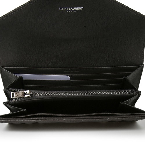Yves saint Laurent/圣羅蘭 16秋冬牛皮長款YSL LOGO按扣女士錢包 437469BRM04