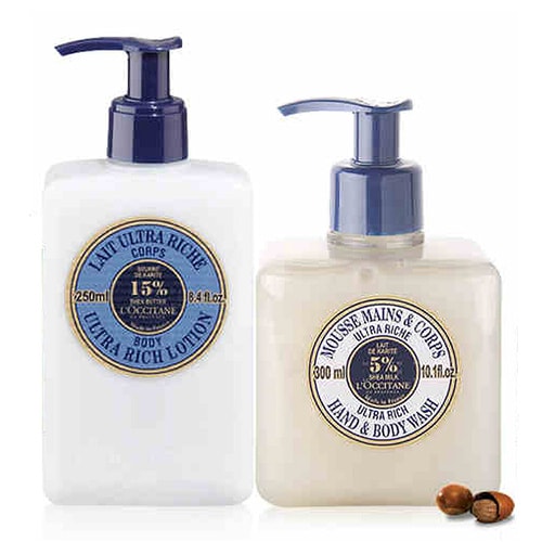 L'OCCITANE/歐舒丹乳木果身體套裝(乳木果豐凝潤膚露250ML+乳木果溫和手部身體沐浴乳300ML）