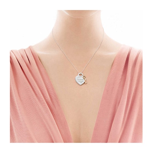 Tiffany & Co./蒂芙尼 銀色桃心 金色鑰匙項鏈 吊墜 T30971531