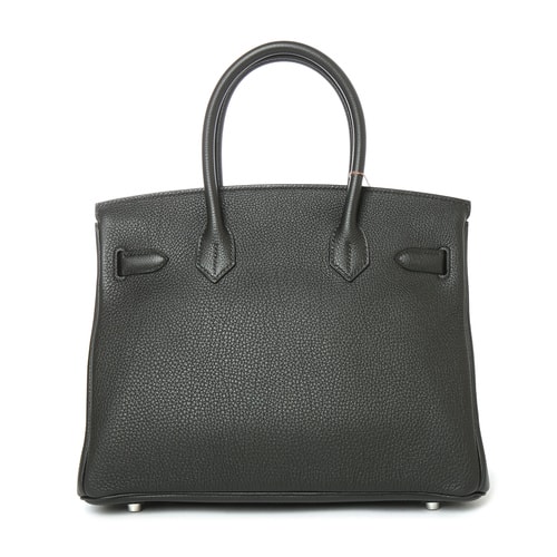 HERMES(愛馬仕) 黑色皮質(zhì)銀扣手提包Birkin30