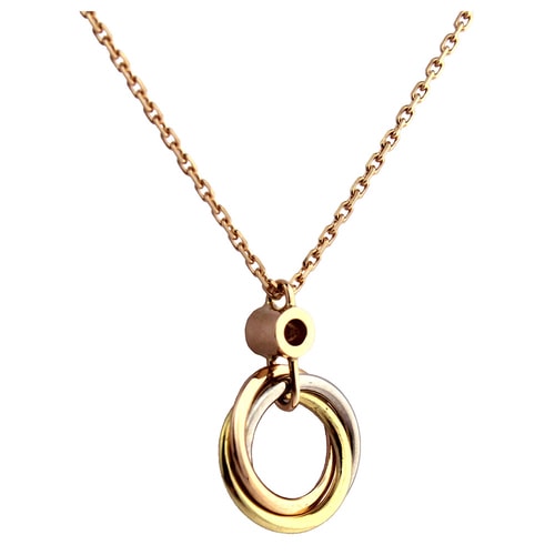 CARTIER/卡地亞 18K白金/18K玫瑰金/18K黃金 三色三環(huán)鑲鉆玫瑰金鏈項鏈掛墜 B7223500