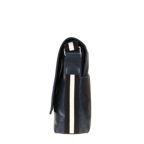 BALLY/巴利 男士TEPOLT條紋小牛皮斜挎翻蓋郵差包斜挎包 6187205 藍色/米黑條紋