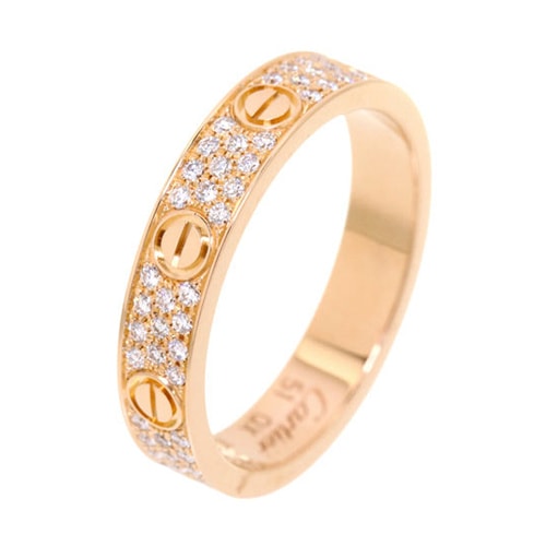 CARTIER/卡地亞 love系列18K玫瑰金鉆石戒指B4085800 53#