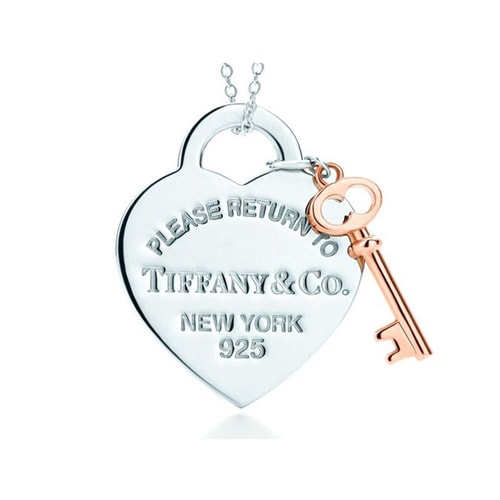 Tiffany & Co./蒂芙尼 銀色桃心 金色鑰匙項鏈 吊墜 T30971531