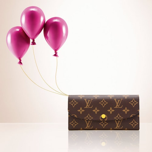 Louis Vuitton/路易威登 老花按扣長款女士錢包Emilie帆布 新款招財黃色
