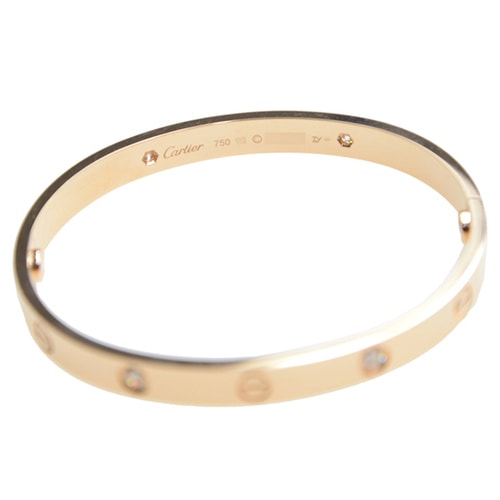 CARTIER/卡地亞love系列18K玫瑰金鉆石手鐲B6036000 16-17#