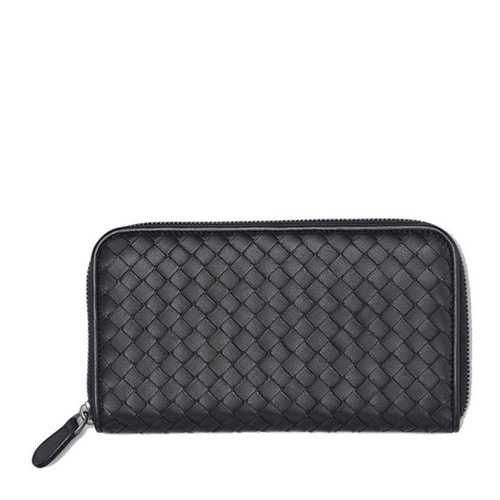 Bottega Veneta/葆蝶家 中性款式黑色牛皮長款錢包 114076 V001N 1000