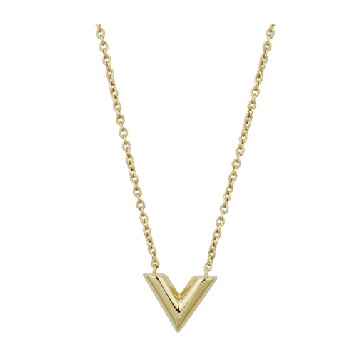 Louis Vuitton/路易威登 ESSENTIA系列女士金色經(jīng)典V字LOGO項(xiàng)鏈M61083