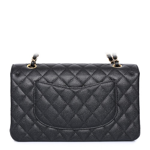 CHANEL/香奈兒 女士經(jīng)典CF荔枝紋牛皮、黑色金扣斜挎單肩包 A01112C