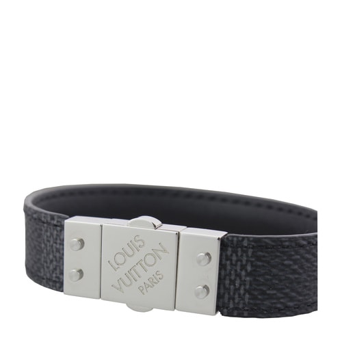 Louis Vuitton/路易威登 男士CHECK IT系列黑色棋盤格手環M6606D21號