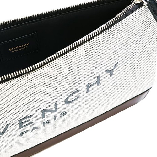 Givenchy/紀梵希 男士白褐色品牌標志印花牛皮與棉質混紡手拿包 BK0607 2536 284 grey brown-036