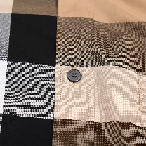 BURBERRY/博柏利 男士褐色經典格紋純棉短袖襯衫 4554716