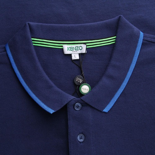 KENZO/高田賢三 藏藍色翻領小虎頭長袖polo衫男士T恤 4BA 5PO101 78