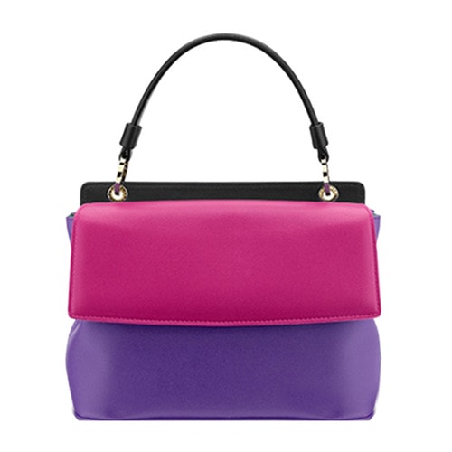 【包郵包稅】BVLGARI/寶格麗 女士拼色牛皮翻蓋手提包 161108 281057 calf leather berry-036