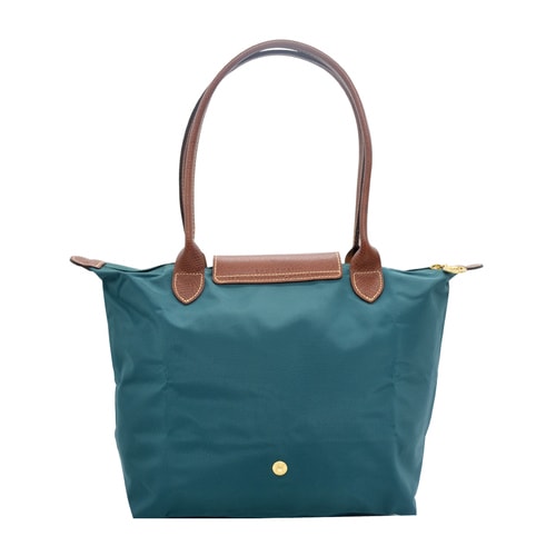 Longchamp/瓏驤女士肩背墨綠色帆布/配皮中號