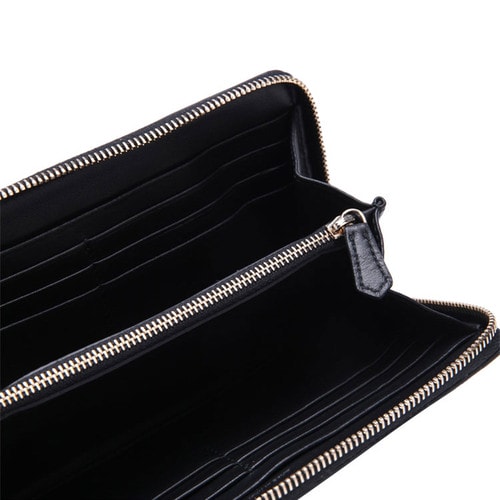 Alexander McQueen/亞歷山大麥昆牛皮材質(zhì)金屬字母裝飾女士長款錢夾,439194DN10G 1000 WOMEN WALLET