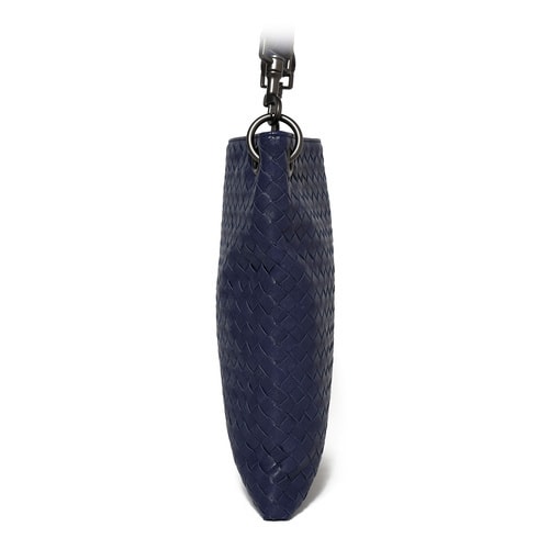 Bottega Veneta/葆蝶家 編織牛皮男士兩用單肩斜挎包 藏藍(lán)色