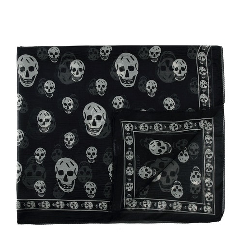 Alexander McQueen/亞歷山大麥昆 真絲長方形骷髏頭女士絲巾 AM2635140138 110640 4Q010 4078