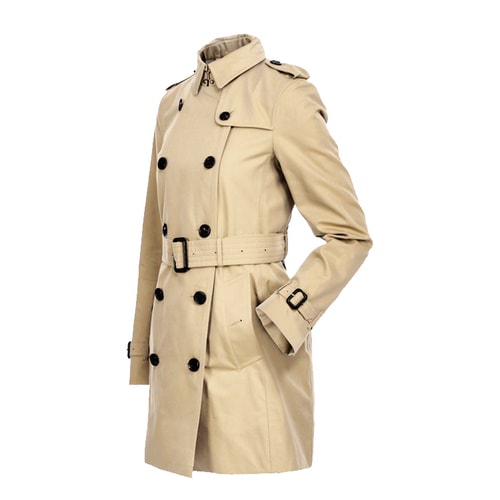 BURBERRY/博柏利 2016年秋冬款純棉 雙排扣 翻領長袖 中長款Trench 風衣 女士外套#3900461