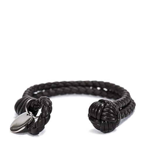 Bottega Veneta(葆蝶家) #深棕色手工編織皮質手鏈 S#