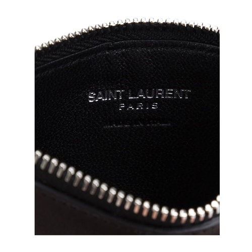 Yves saint Laurent/圣羅蘭 紅色星星貼花黑色牛皮中性款式小型皮具零錢(qián)信用卡包#417751 CU0C6 1091