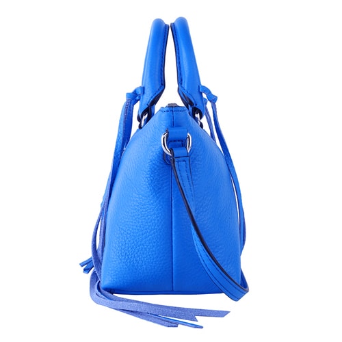 Rebecca Minkoff/瑞貝卡·明可弗 女士Micro Moto Satchel意大利牛皮希臘藍色單肩斜挎包