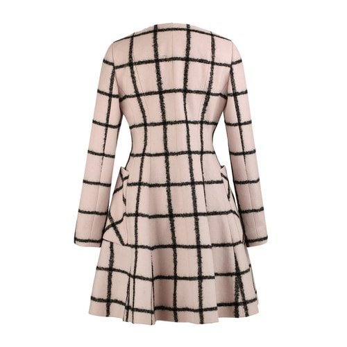 DIOR/迪奧 秋冬羊毛雙排扣格紋呢子修身大衣 女士外套 5A21869A1161