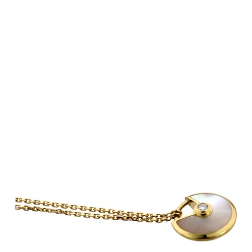 CARTIER/卡地亞 AMULETTE DE CARTIER系列18K黃金鑲嵌鉆石珍珠母貝 掛鎖設(shè)計超小號項鏈掛墜 B3047100