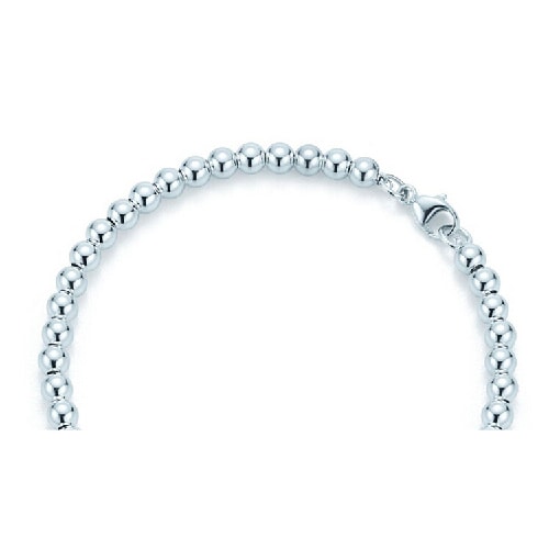 Tiffany & Co./蒂芙尼 女式純銀銀色心形小珠Bead琺瑯手鏈 6.5英寸 TGRP02587