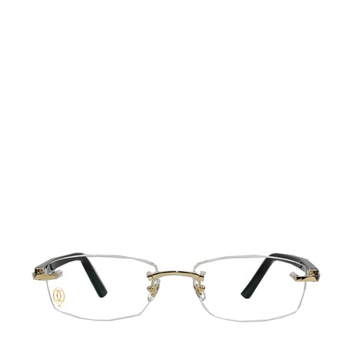 CARTIER/卡地亞經典無框鍍金飾面黑色鏡腿男女款平光鏡眼鏡