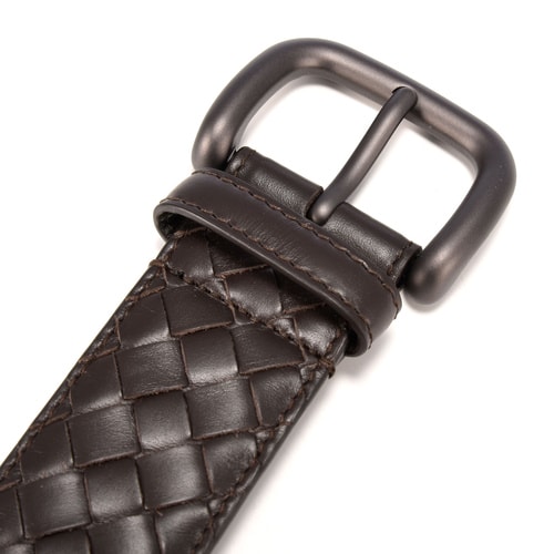 Bottega Veneta(葆蝶家) 深棕色皮質(zhì)編織腰帶100#