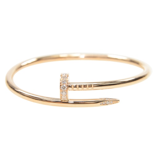 CARTIER/卡地亞JUSTE UN CLOU系列18K玫瑰金鉆石手鐲B6039017 17#