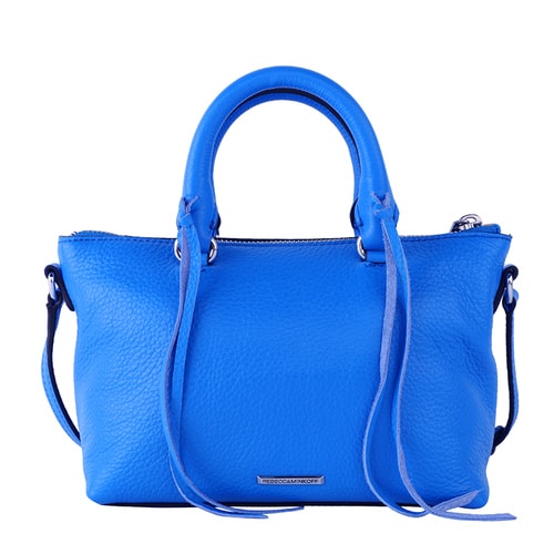 Rebecca Minkoff/瑞貝卡·明可弗 女士Micro Moto Satchel意大利牛皮希臘藍色單肩斜挎包