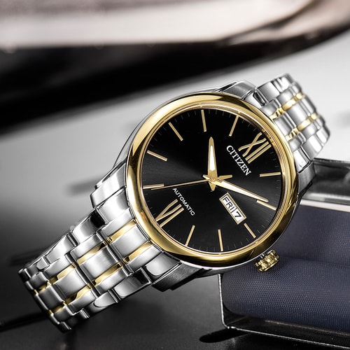 Citizen/西鐵城 儒雅間金色機械男士腕表NP4054-50EB