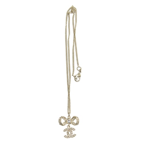 CHANEL/香奈兒 女式金色雙C蝴蝶結項鏈 A42647