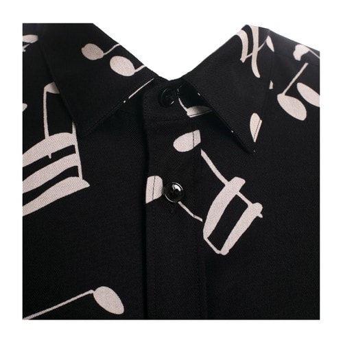 Yves saint Laurent/圣羅蘭 翻領(lǐng)長(zhǎng)袖音符時(shí)尚休閑男士襯衫 YV1630591699 376916