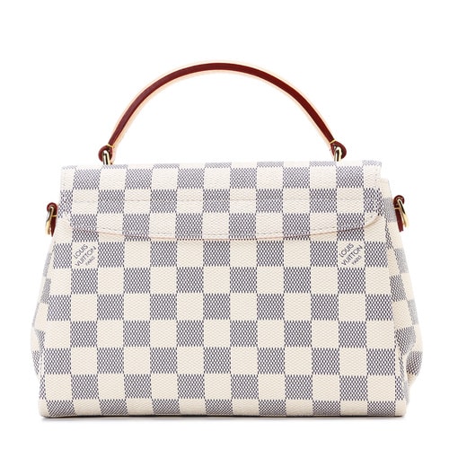 Louis Vuitton/路易威登 2016新款白棋格內拼櫻花粉色女士郵差包 帆布/配皮 N41581