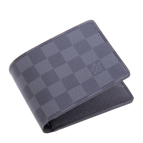 Louis Vuitton/路易威登 MULTIPLE灰棋格 男士 牛皮 短款 兩折 錢包 錢夾 N62663