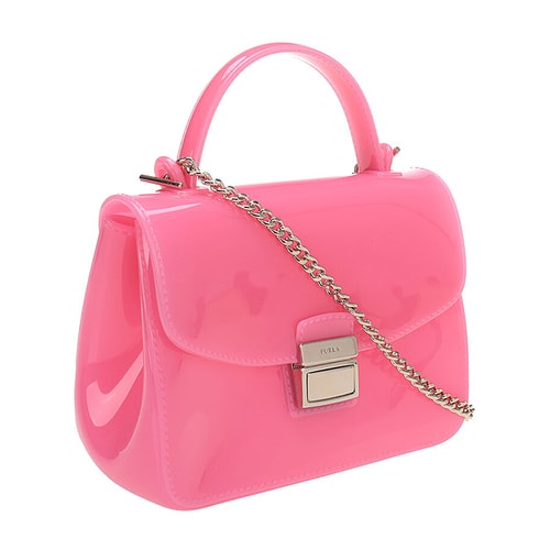 FURLA/芙拉 女士CANDY系列粉紅色PVC手提斜挎單肩包