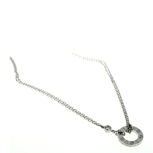 CARTIER/卡地亞 18K白金鑲鉆LOVE單環雙鏈項鏈掛墜 B7219400