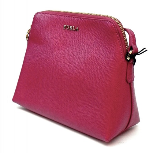 FURLA/芙拉 ISABELLE 系列 真皮 化妝包 紅棕色+紫色+粉色