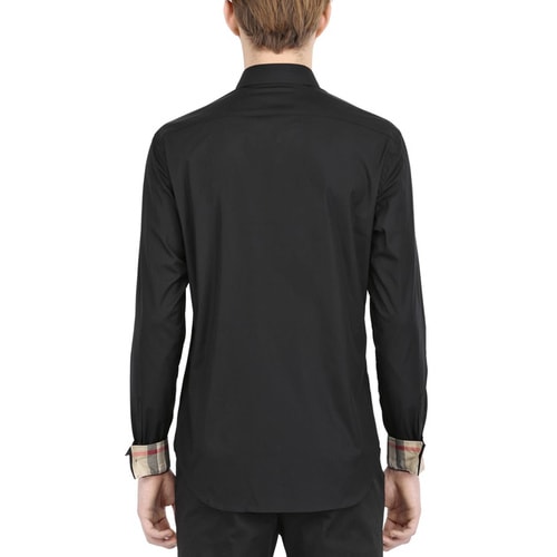 BURBERRY/博柏利 男士襯衫 黑色 高檔棉質純色長袖襯衣