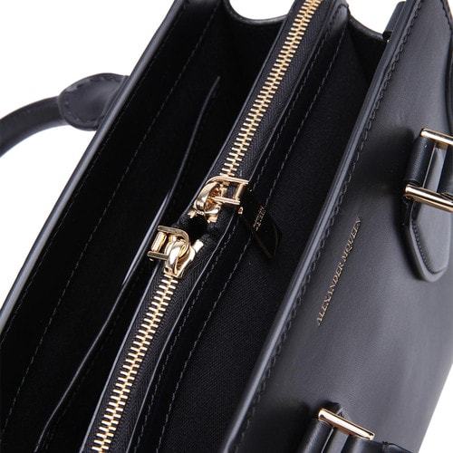 Alexander McQueen/亞歷山大麥昆牛皮材質純色女士手提單肩兩用包,440919DNL0G 1000 WOMEN BAG
