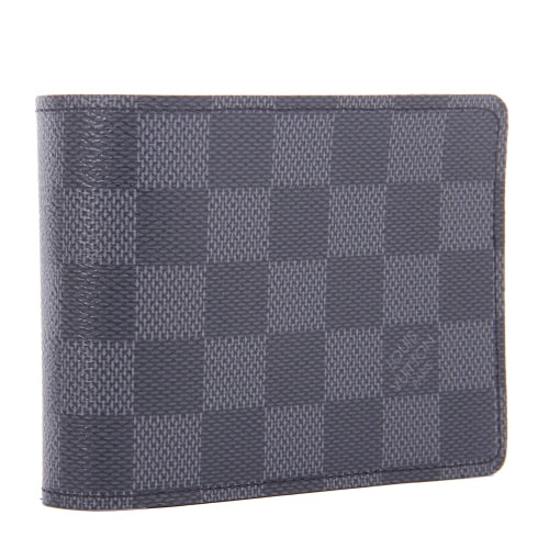 Louis Vuitton/路易威登 MULTIPLE灰棋格 男士 牛皮 短款 兩折 錢包 錢夾 N62663