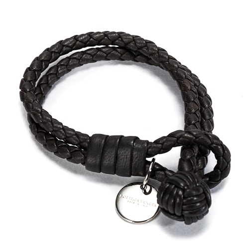 Bottega Veneta(葆蝶家) #深棕色手工編織皮質手鏈 S#