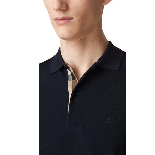 BURBERRY/博柏利 男士初秋新品胸口開襟格紋棉質親膚長袖polo衫T恤