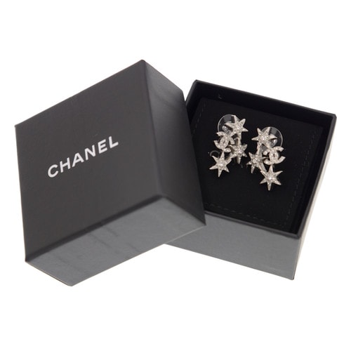 CHANEL/香奈兒 雙C星星水鉆耳釘 A88463 銀色